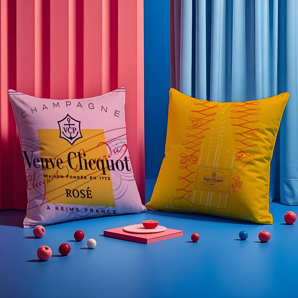Luxury Fashion V-Veuve C-Clicquot Pillow Case Comfort Sofa Bed Silky Elegant Invisible Zipper Custom Decorative Cushion Cover