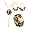 Leopard Print Magnetic Buckle Leather Bracelet: Alloy Beaded Cord with Copper Tube