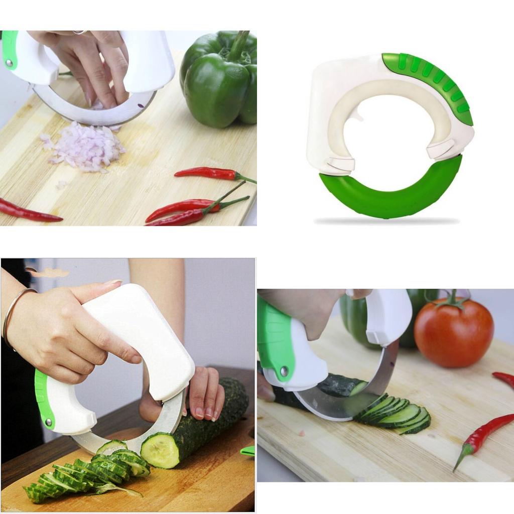 Round Shape Kitchen Cutter With Pp Handle And 420 Stainless Steel For Slicing Meat Vegetables
