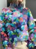 New Christmas abstract print casual cape jacket cardigan thick needle sweater