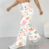 Women's Casual High Waist Flare Pants, Floral Print Streetwear Bell Bottom Trousers