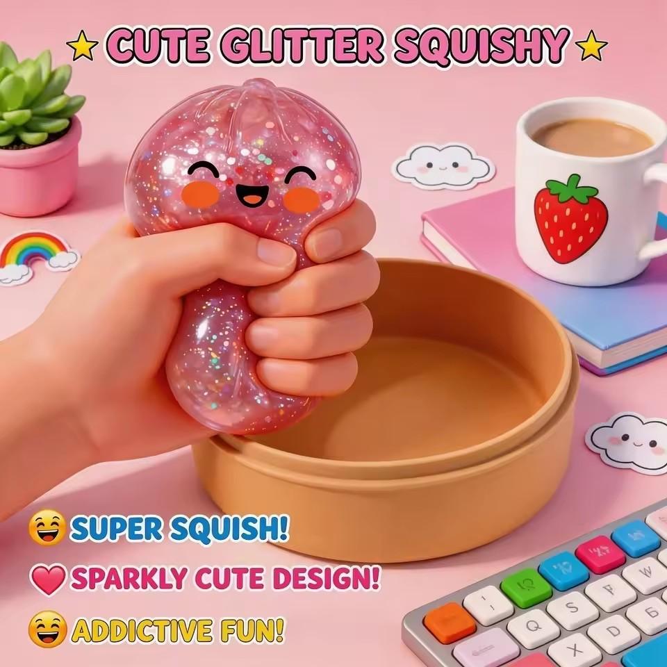 Colorful Crystal Anti-Stress Toy With Steam Bowl Shape, Reusable, Funny, Slow Bounce, With Flashing Light, Desk Decoration, Part