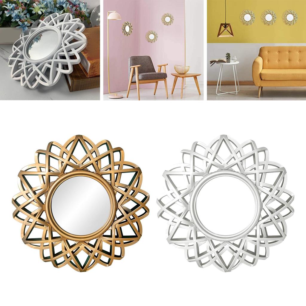 Nordisk Vegghengt Speil Veggspeil Dekorativt Sirkelspeil Baderomsspeil Rundt Sminkespeil for Hall Hotellinnredning