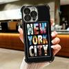 NYC New York City Soft Phone Case For iPhone 15 16 17 Air 14 Pro Max 16E Plus 13 12 Mini Plating Anti-Fall Fundas
