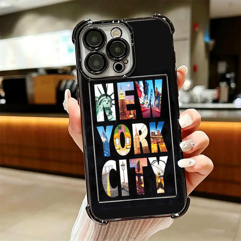 NYC New York City Soft Phone Case For iPhone 15 16 17 Air 14 Pro Max 16E Plus 13 12 Mini Plating Anti-Fall Fundas