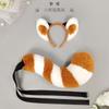 Bandeau Oreilles Panda Roux Ensemble Queue Costume d'Halloween Fête Cosplay Accessoire Adulte