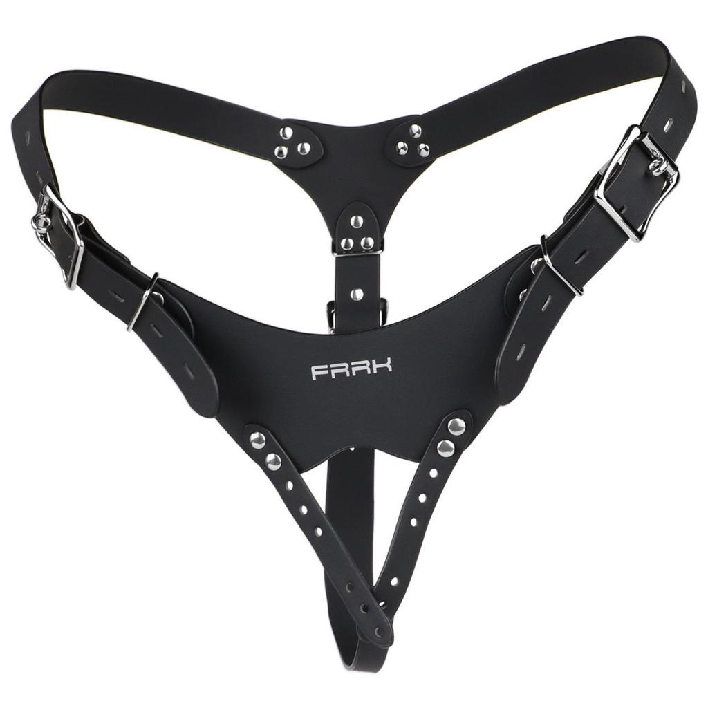 FRRK PU-10 Wearable Chastity Belt Accessories, Wine Red/Black Waistband Buckle for Leather Pants