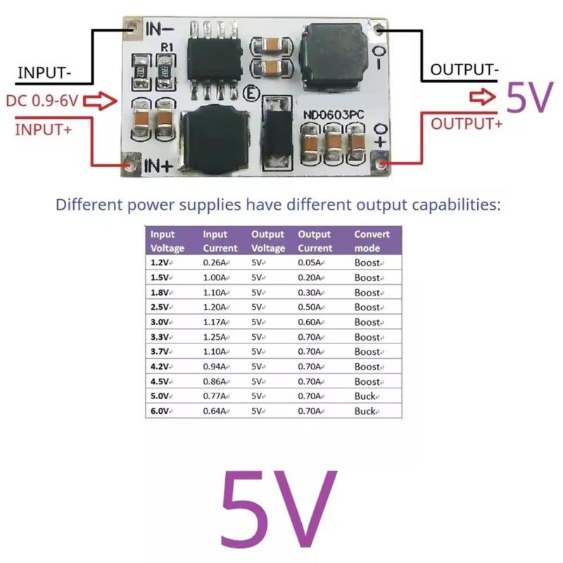 ND0603PC Auto Boost Converters Module 1-6V To 3V 3.3V 4.2V 5V Voltage Regulator For Battery Regulation Accessories