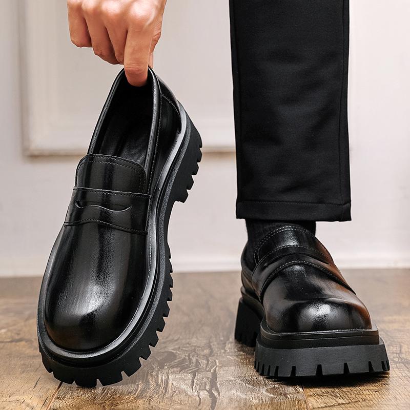 Men's Thick Soled Loafers Retro Designer Casual Style Office or Busines 38-46 Outdoor Autumn and Winter Leather Shoes Young