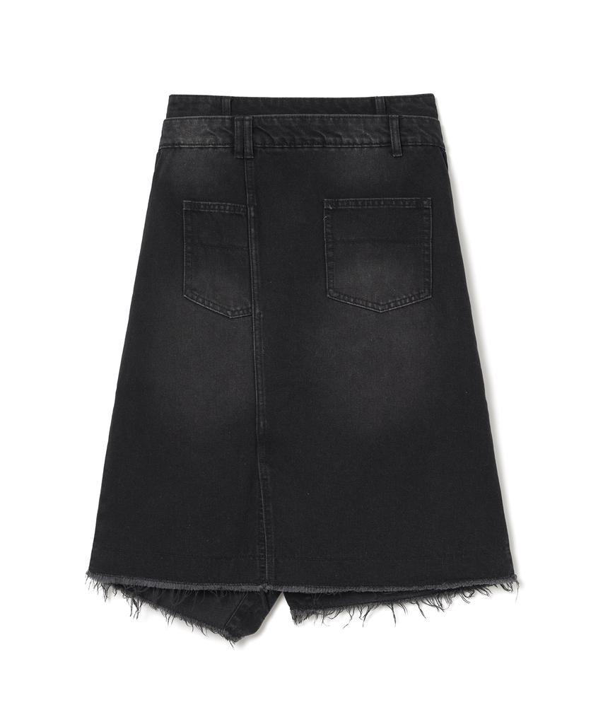Milo Woman Denim Midi Wrap Skirt [Black Denim]
