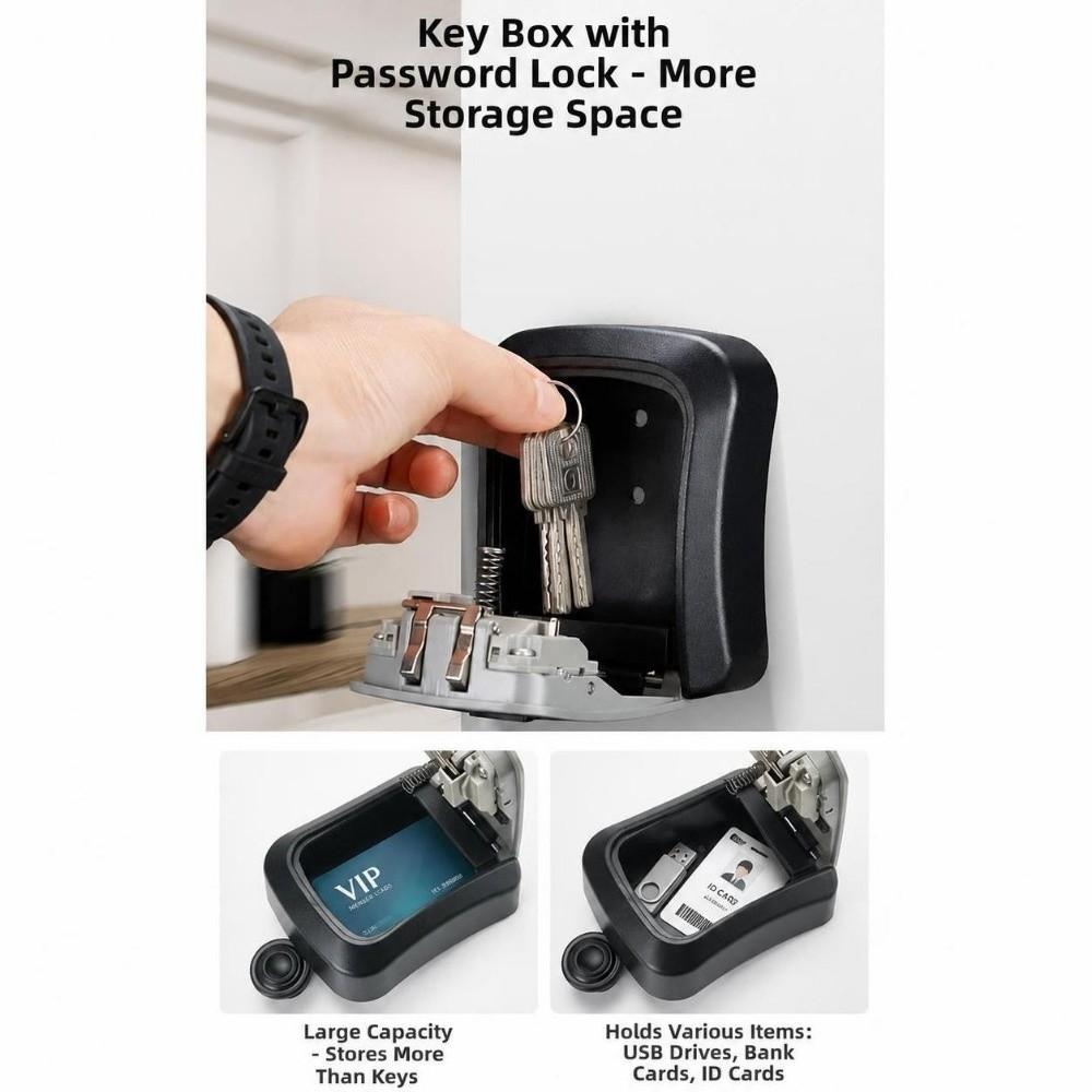 4 Digit Password Key Box Wall Mounted Key Safe Storage Secure Storage Box Key Lock Box Office