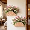 2 Pieces Bohemian Semi Circle Vase Wall Mounted Curved Wood Vase Planter Decoration For Artificial Plants Pampas Grass Faux