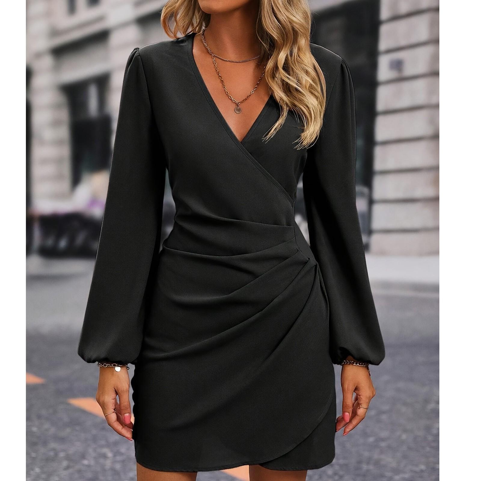 

Женское повседневное однотонное модное сексуальное платье элегантное дорожка M чёрный