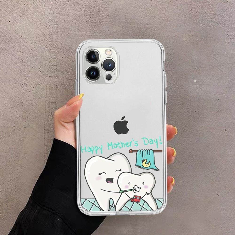 Teeth cute cartoon Phone Case For iPhone 15 13 14 Pro Max XS XR 12 11 Pro 13 Mini 6 7 8 Plus Soft Clear Back Cover