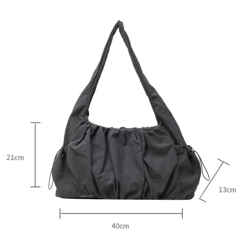 High Quality Large Capacity Nylon Cloth Bag Durable Solid Women Tote Bag One-Shoulder Student Class Bag