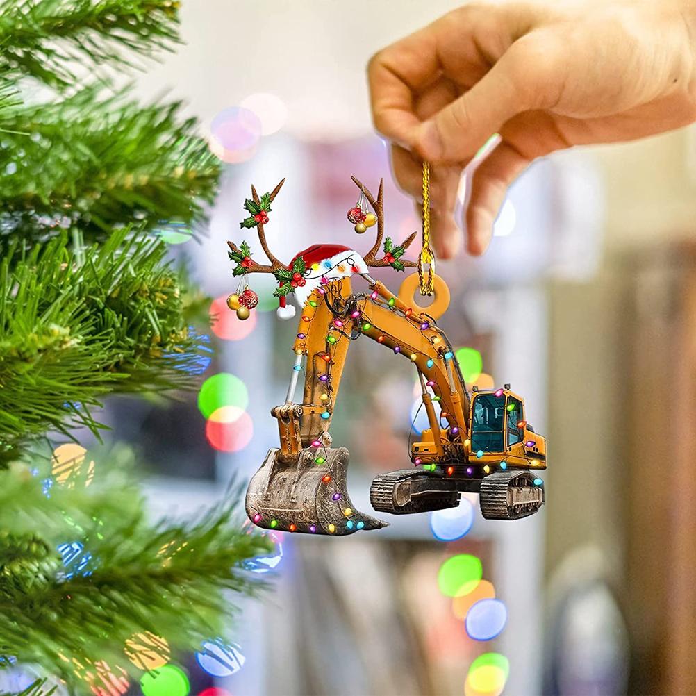 Christmas Tree Pendant Hanging Decoration Gift Personalized Fire Truck Vehicle Truck Boat Excavator