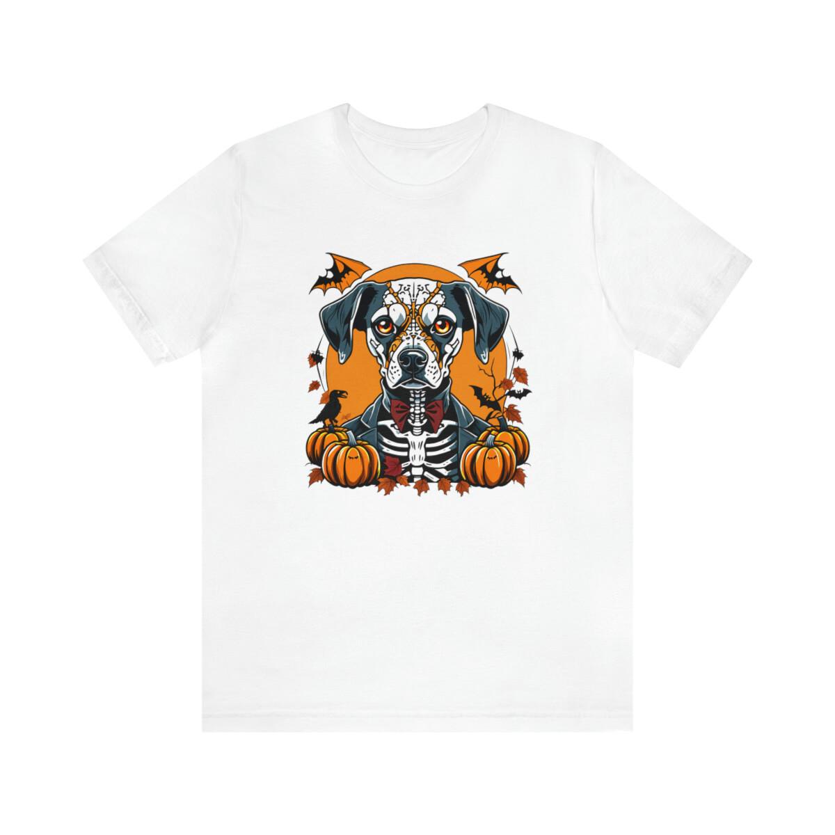 Skeleton dog bones in bow tie design t-shirt for pet lover halloween fan S разноцветный