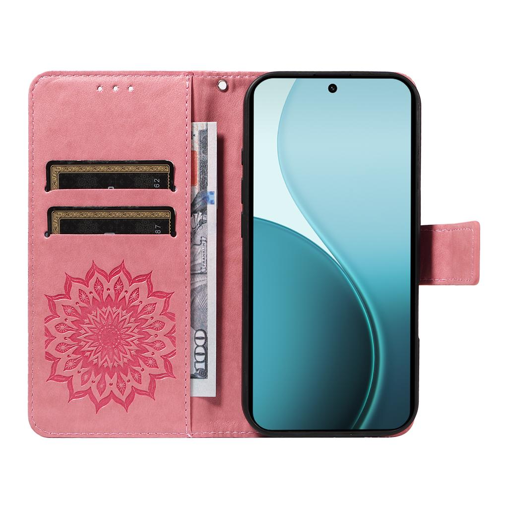 For Oppo Reno14 Pro 5G (China)/Oppo Reno14 Pro 5G (Global) Leather Wallet Case Sunflower Imprinted Phone Cover