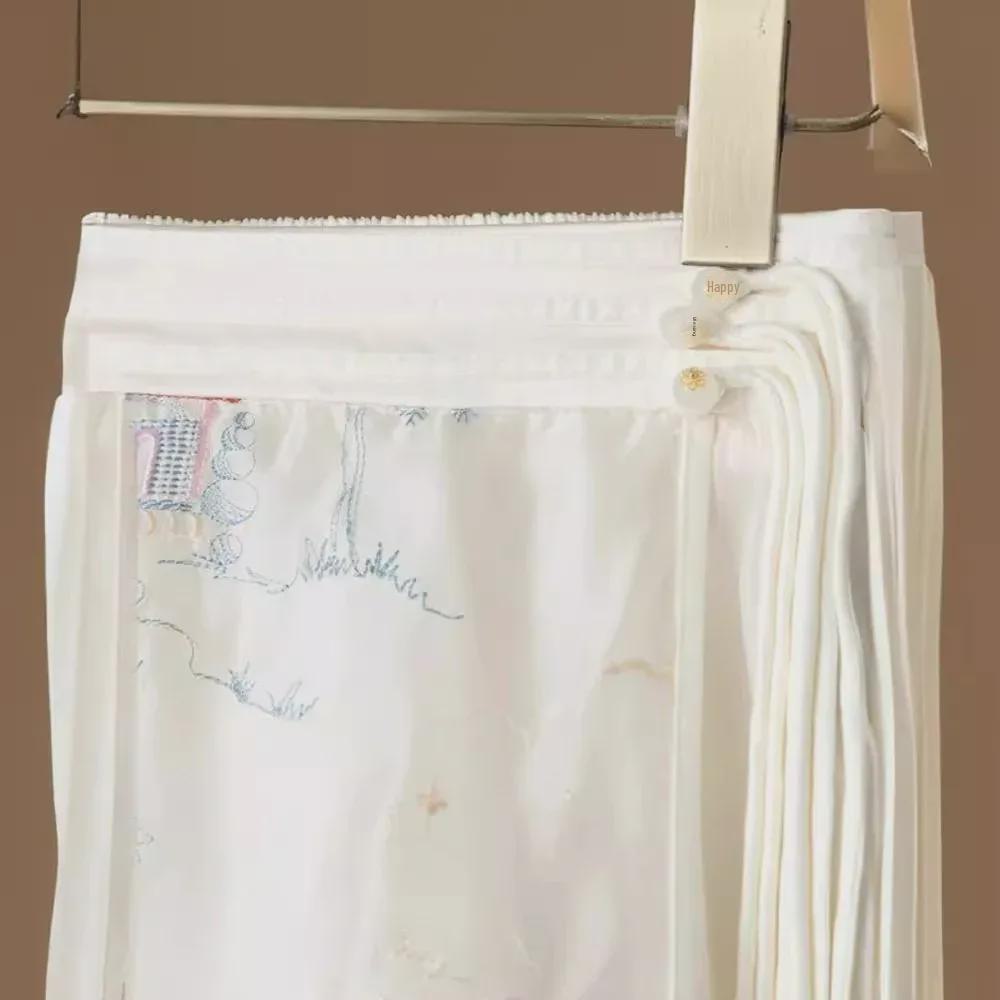 Exquisite Chinese Landscape Embroidery Hanfu Skirt with Organza Mesh