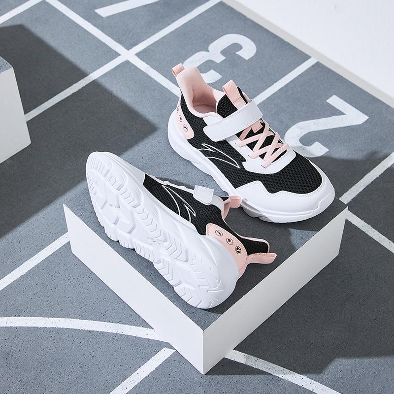 Anta Kids Shock Absorbing Breathable Low Top Running Shoes Kids Sneaker Black White Pink A22435567-7