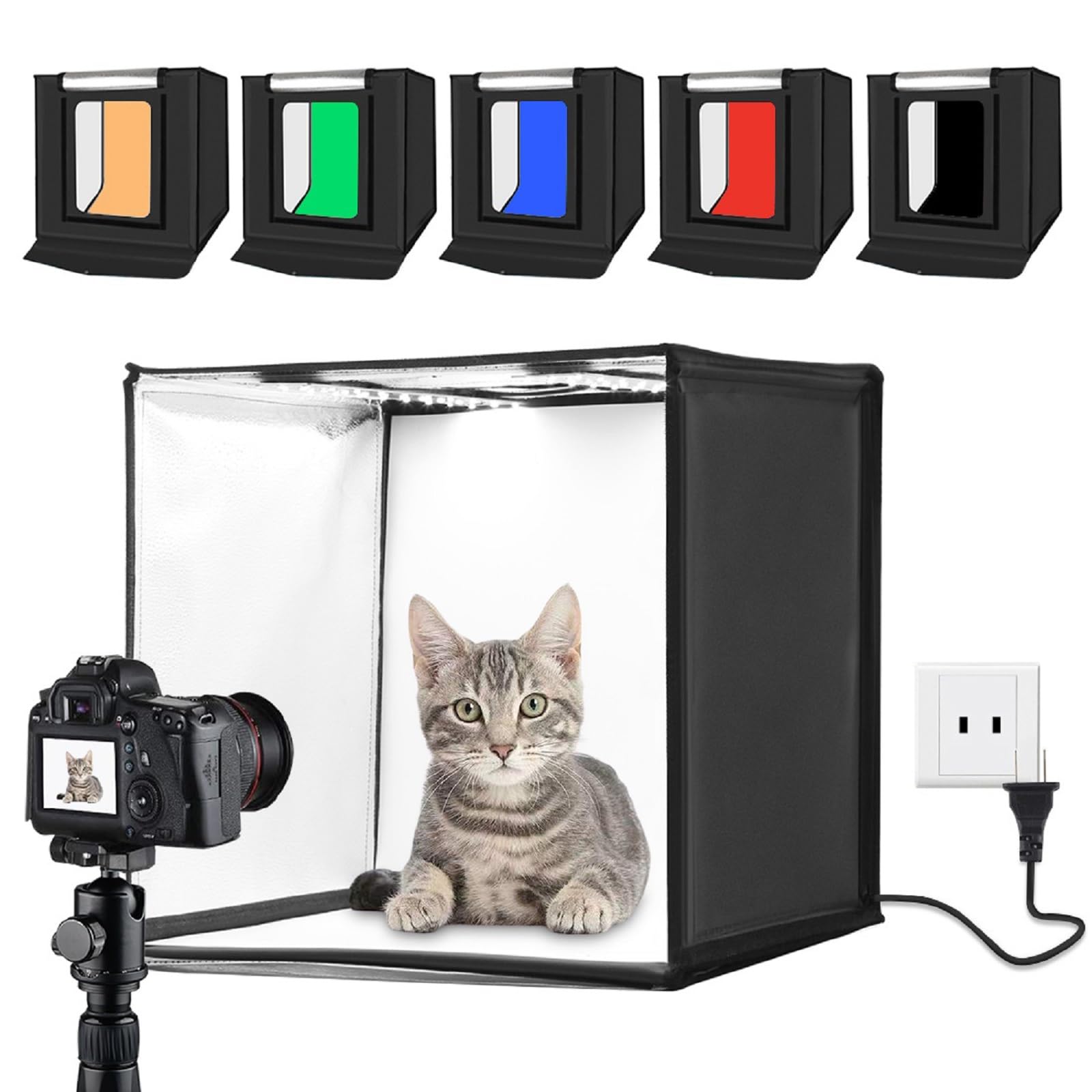 

Фотобокс PULUZ 60 см Фотобокс Фотобудка Фотокомплект Световой короб с регулируемой яркостью Складная простая студия 6 фонов 1 рассеиватель 2 светодиода белый