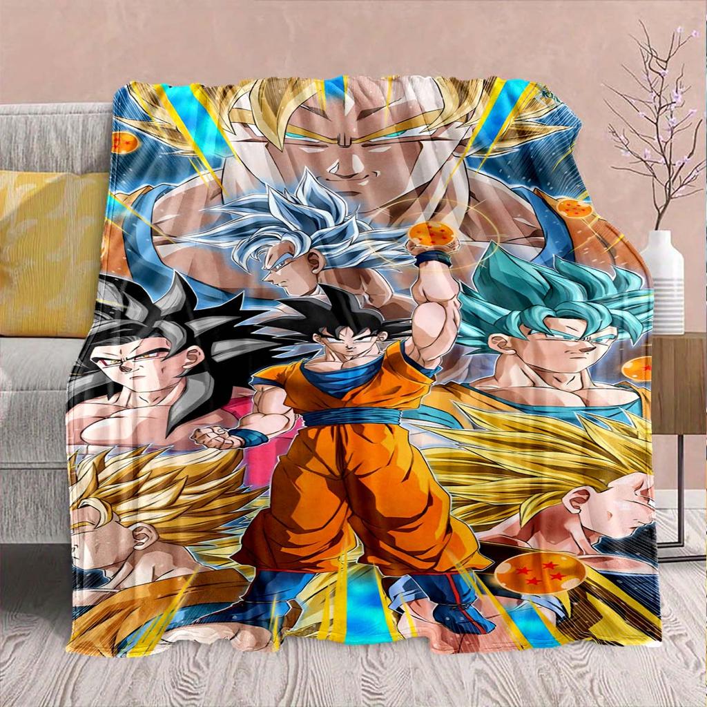 Dragon Ball Anime Flannel Blanket - Soft Warm Perfect for Sofa, Bedding Camping Travel Office Home Decor -QJY