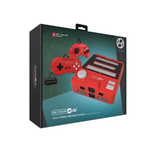 Hyperkin RetroN 3 AV Console, Red | Retro All-in-One for NES®/SNES®/Genesis® (Mega Drive) with AV Output Cable