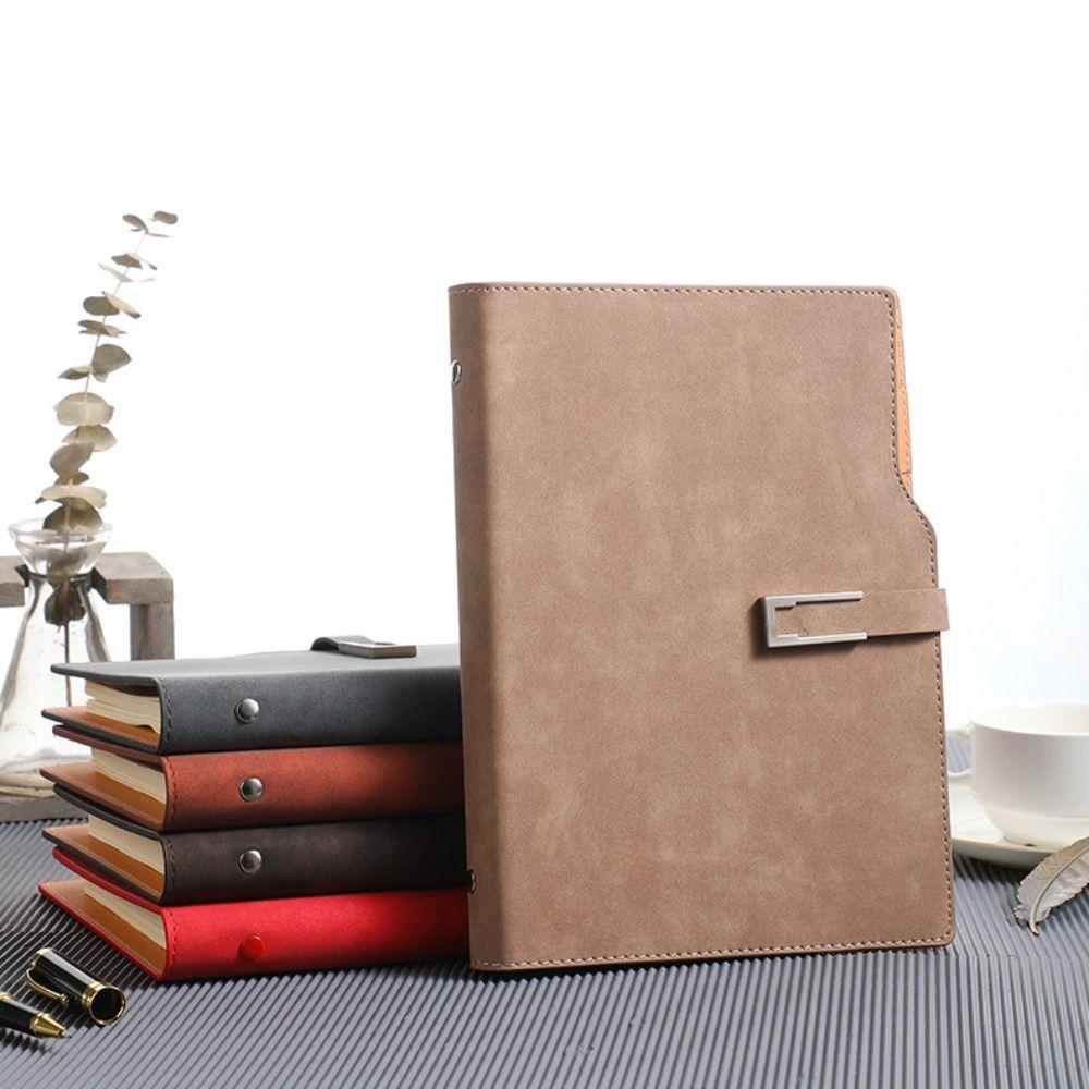 with Card Holder A5 Notebook Retro Meeting Minutes Book Fashion Loose Leaf Notebook  Students