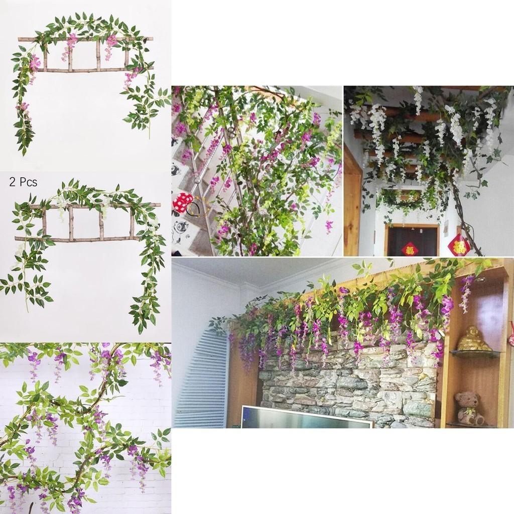 Lifelike 2x Artificial Wisteria Flower Vine With Stunning Colors For Home Decor