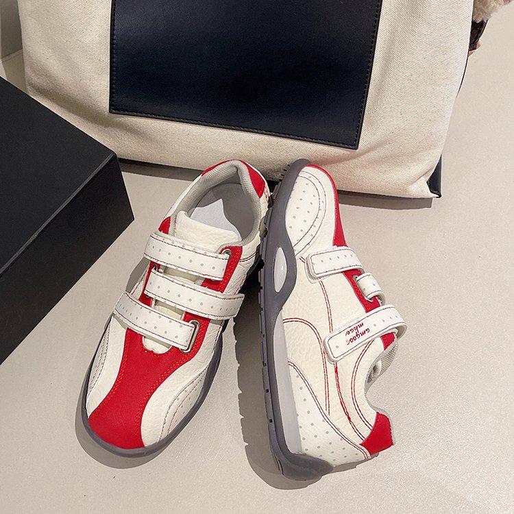 

Masoism 2025 new Velcro casual shoes lightweight sports shoes versatile flat baseplate shoes women s autumn polka dot 35