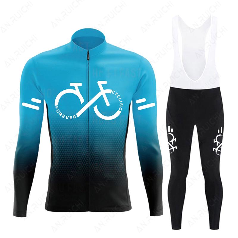 Fluorescent Color  Long Sleeve Cycling Clothing MTB Bike Uniform Maillot Ropa Ciclismo Men Bicycle Wear 2026 Autumn Breathable Cycling Suit Set