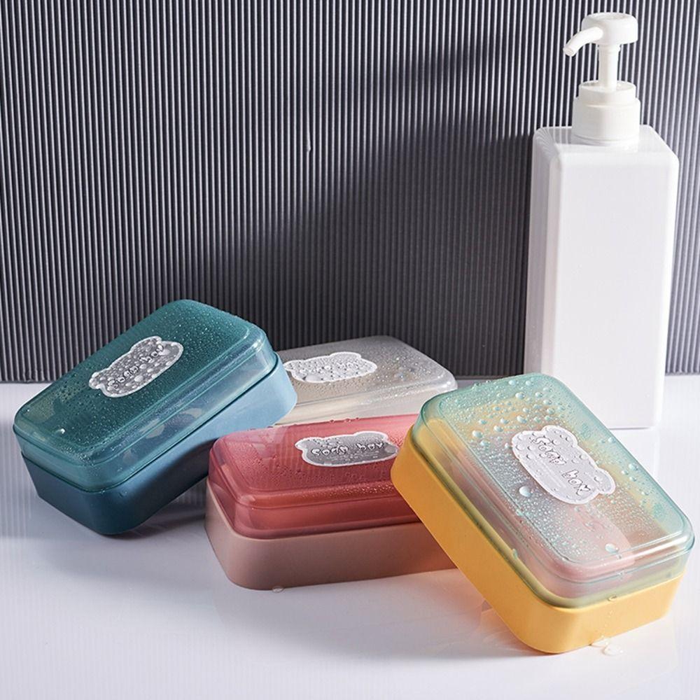 Plastic Clamshell Soap Box Cartoon Soap Container Soap Dish Soap Dish with Lid  for Home