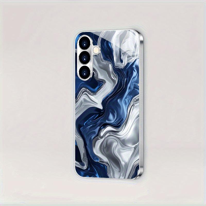 Artistic High-End Silver Blue Gradient Electroplated Silver Phone Case for Samsung for Galaxy S25 S24 S23 S22 S21 S20 Note