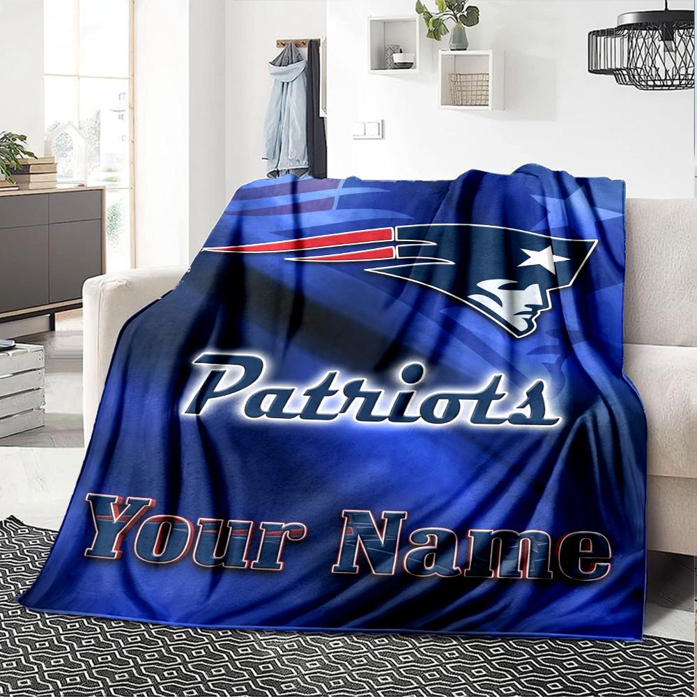 Name Custom New England Patriots Logo Print Flannel Blanket High Quality Warm Comfortable Cover for All Seasons Perfect for Gifts Home Decor