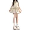 French Apricot Sleeveless Neck Sling Dress Children's Summer New Vacation Small Waist Skirt