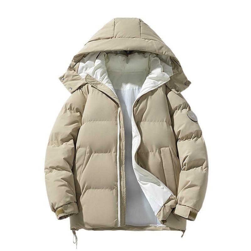 Mens Black Detachable Hooded Puffer Coat Winter Thick Warm Cotton Jacket Teens