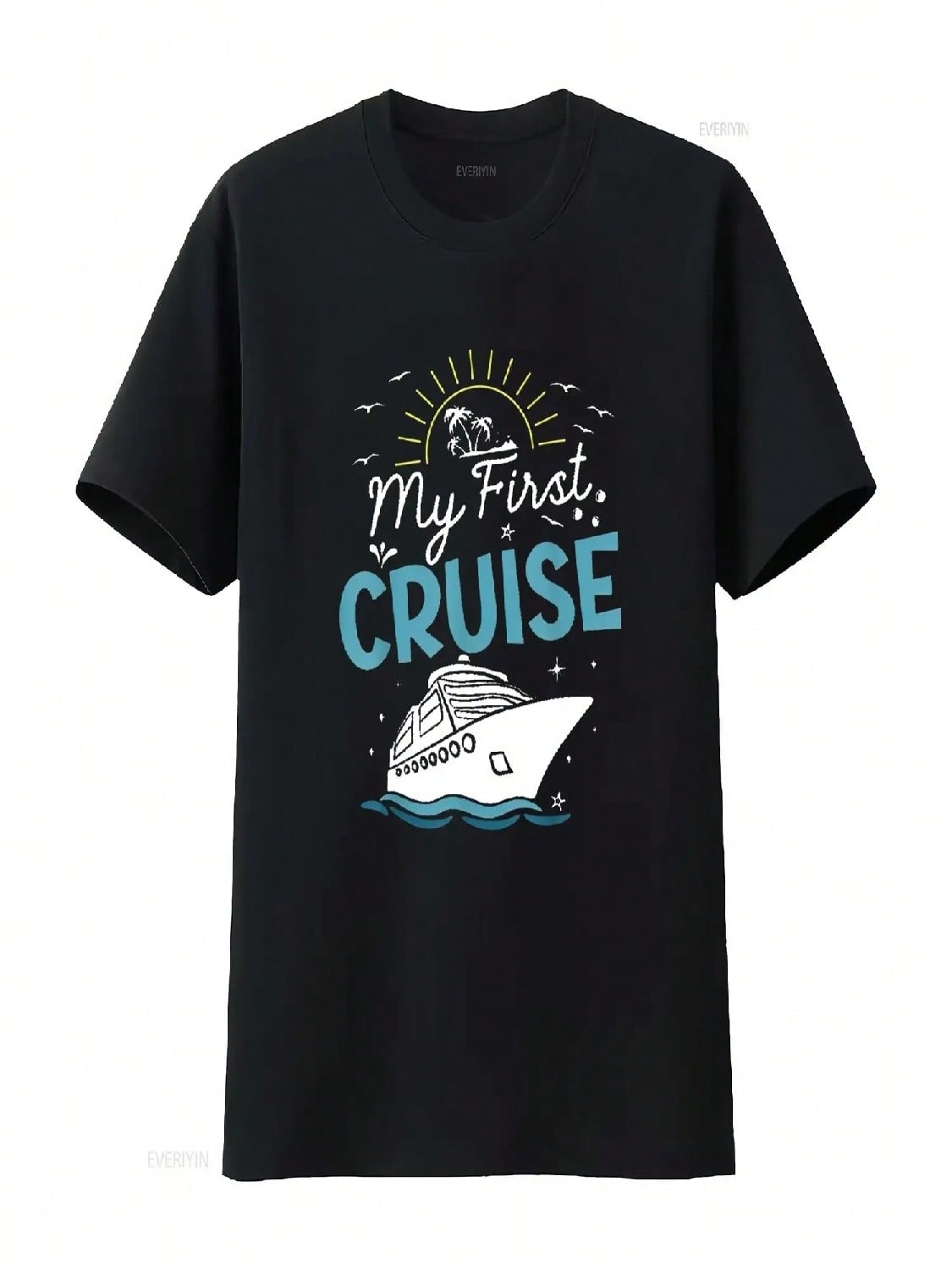 My First Cruise Girls And Funny Trip T Shirt Vintage Washed Casual Fashion Streetwear Versatile Graphic Soft S разноцветный