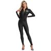 Women Policewoman Costume Long Sleeve Lapel Collar Zipper Bodysuit Uniform Belt Purse Dirty Cop Set