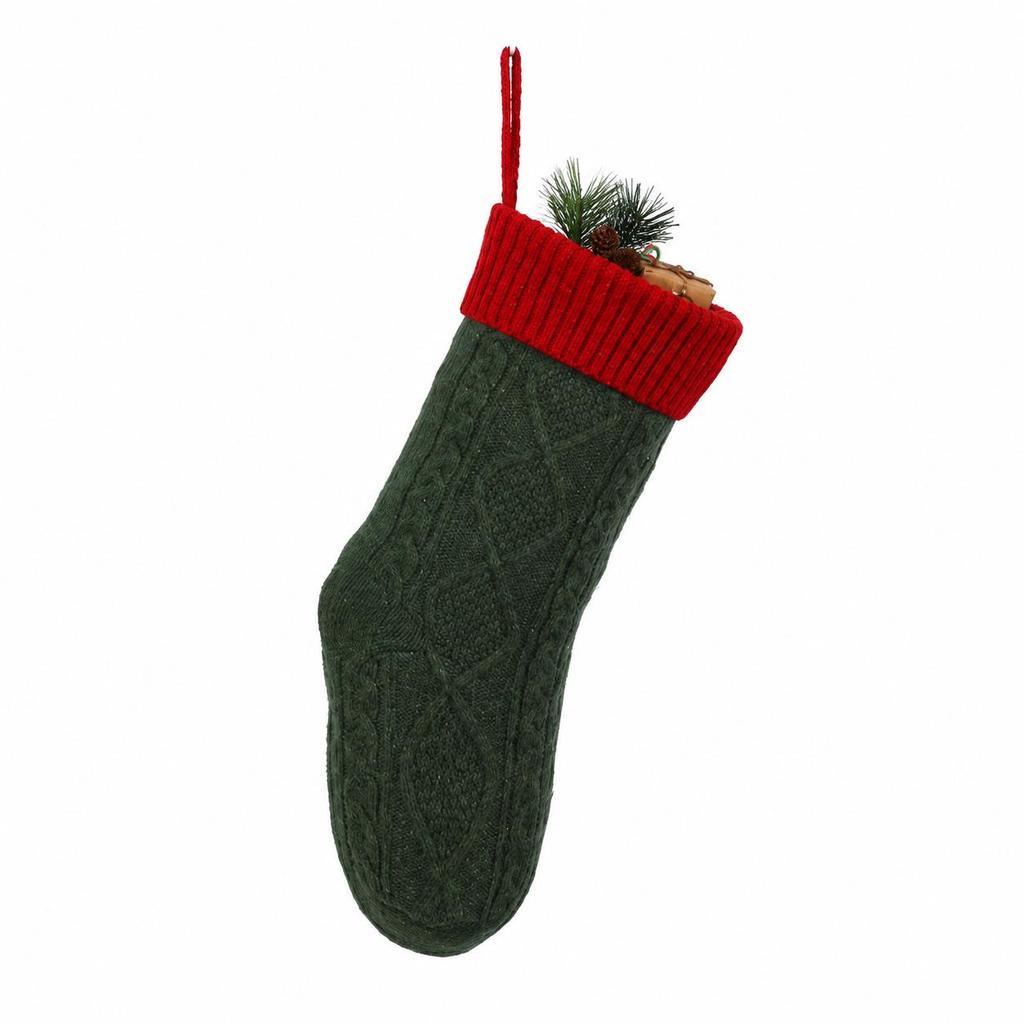 18-Inch Knitted Diamond Pattern Large Christmas Stocking for Gifts - European and American Style
