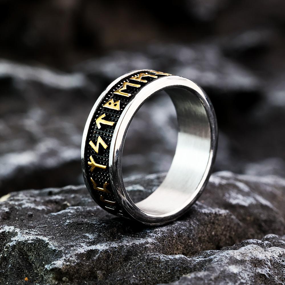 Viking Rune Ring Unisex Stainless Steel Retro Unisex Jewelry