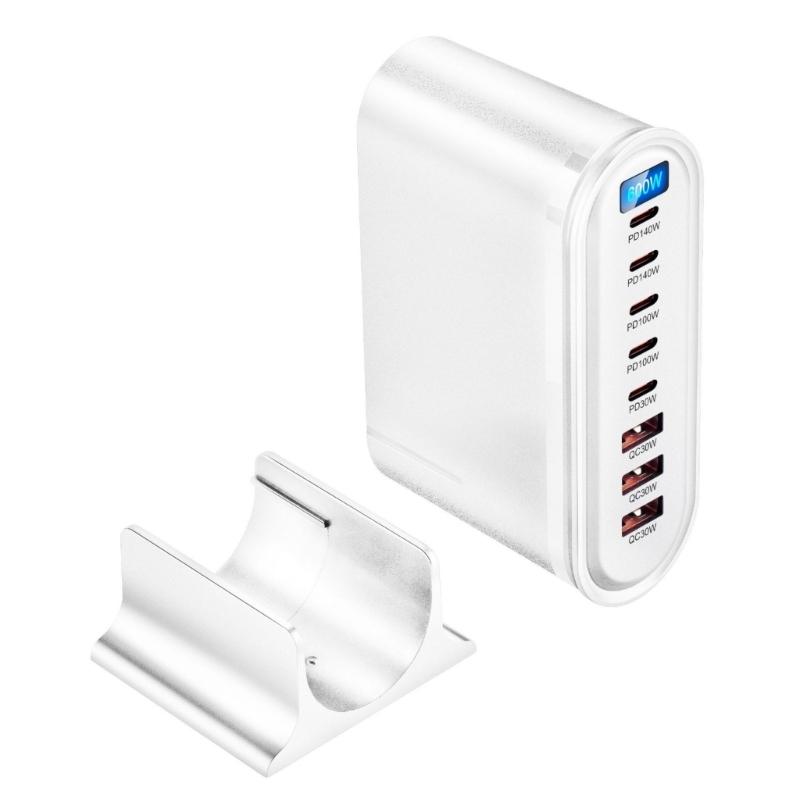 600W 8 Port Fast Charging Adapter with LED Display Desktop Fast Charging Station Adapter for Laptop Phone Tablet