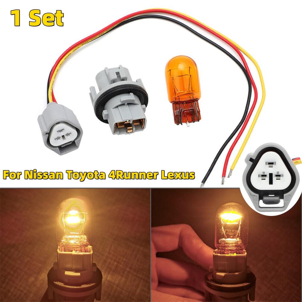 1x Headlight Turn Signal Bulb Socket Wire Harness Kit 93872237 For Nissan Toyota