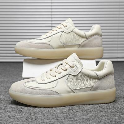 Neue lässige Board-Schuhe aus Rindsleder der ersten Schicht, leichte und atmungsaktive Sportschuhe mit weicher Sohle, Retro-deutsche Trainingsschuhe, kleine weiße Schuhe für Herren