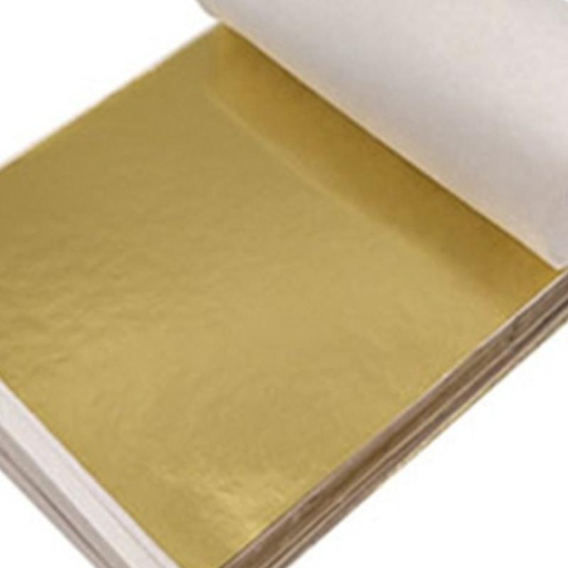 

9cm Imitation Gold Silver Copper Foil Paper Sheets Shiny Gilding Craft Leaf for DIY Nail Art Cake Dessert Epoxy Resin Decoration