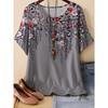 Summer Womens Retro Flower Pattern 3D Printed Color T-shirt Loose Comfortable Soft Breathable Large Size Fashion O-neck T-shirt