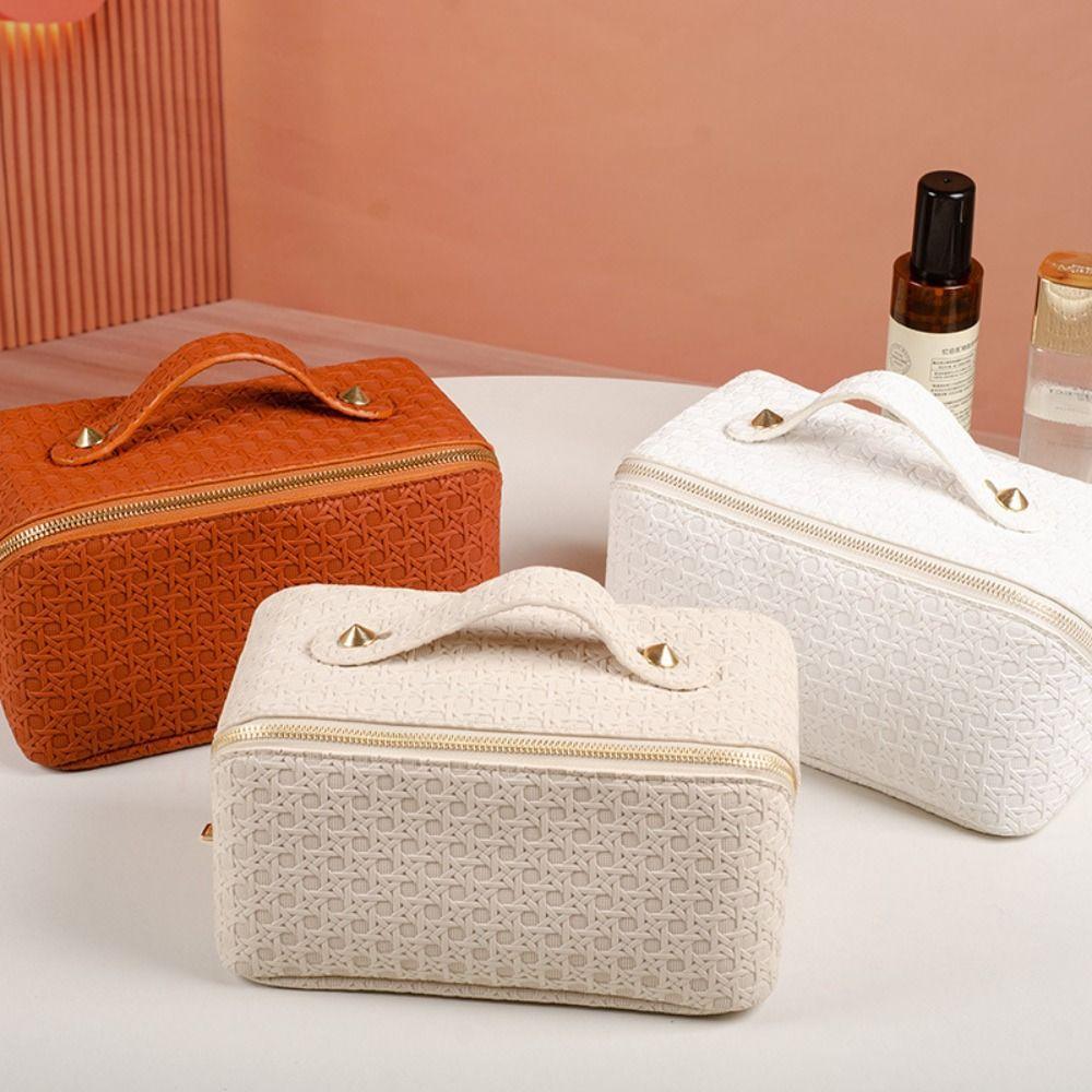 Partition Design Travel Makeup Case Pu Leather Ladies Storage Bag Female Clutch Purse  Toiletry Bag