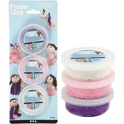 Foam Clay Self-Hardening Modeling Clay Assortment - Pink Shades - 3 Pcs