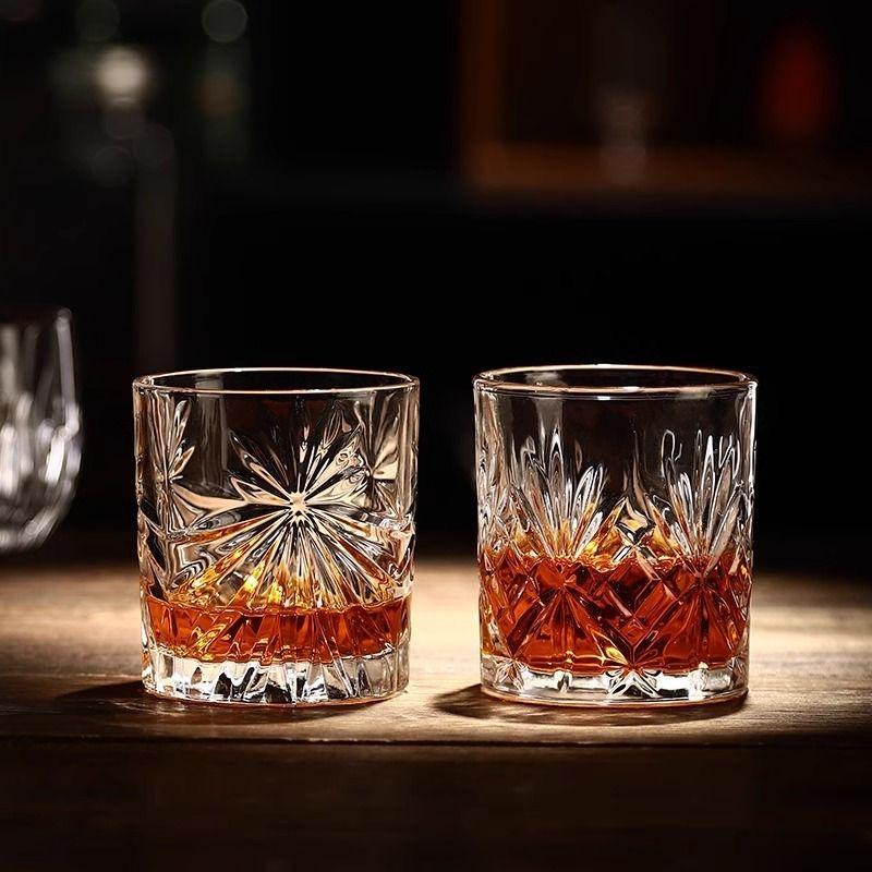 Křišťálová sklenice na whisky – Vintage tumbler na Scotch, Bourbon, Koňak, Vodku, Gin, pro domácí bar