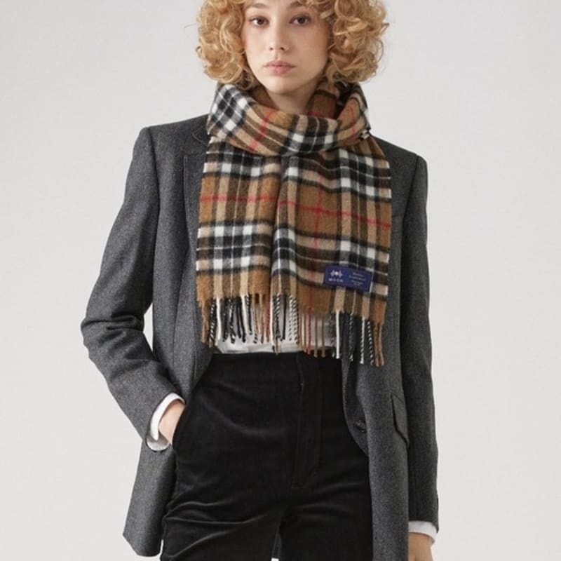 ABRAHAM MOON Merino Wool Muffler 25cm - Camel Thompson