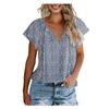 Casual Women Printed V-neck Floral Short-sleeved Casual Pullover T-shirt